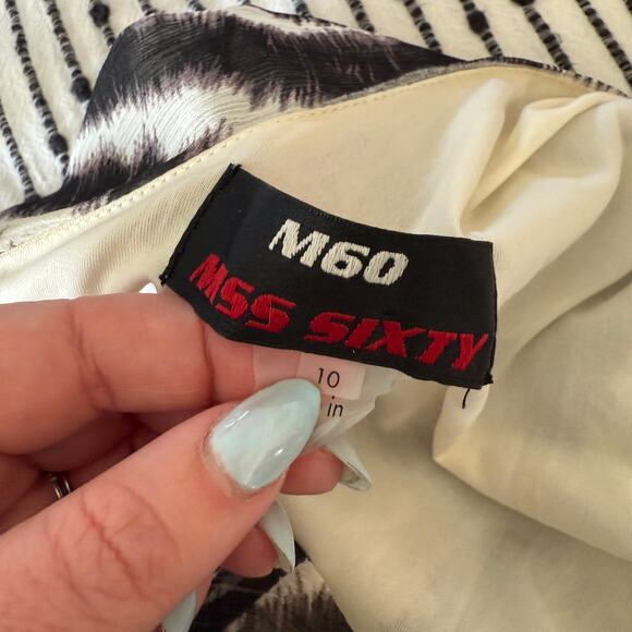 MISS SIXTY | Y2K Zebra Print Crinkle Chiffon Draped One Shoulder Party Dress 10 - Picture 5 of 5